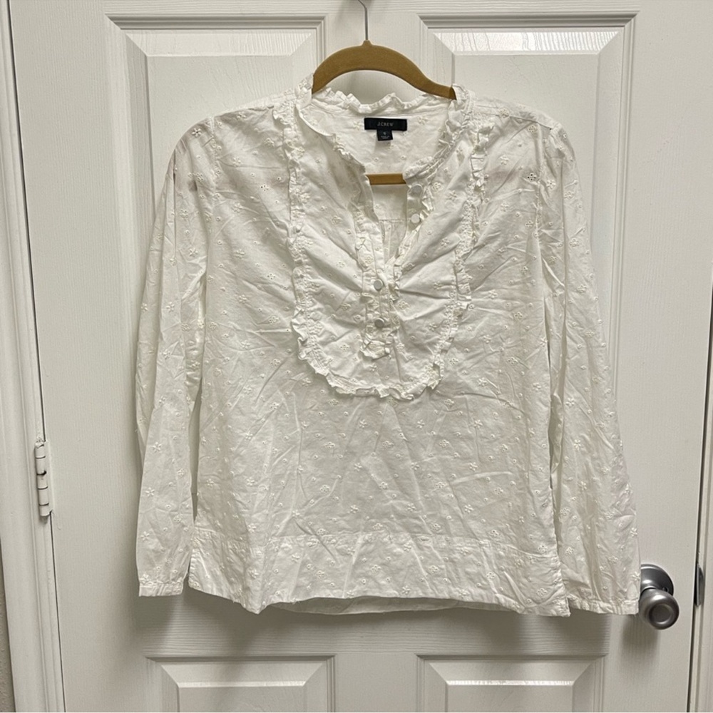 J Crew White Eyelet Blouse. Sz Small - Picture 2 of 10